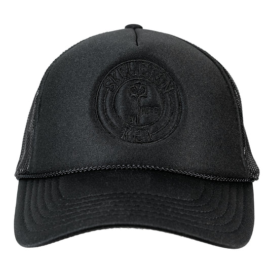 Black on Black Embroidered Trucker Hat