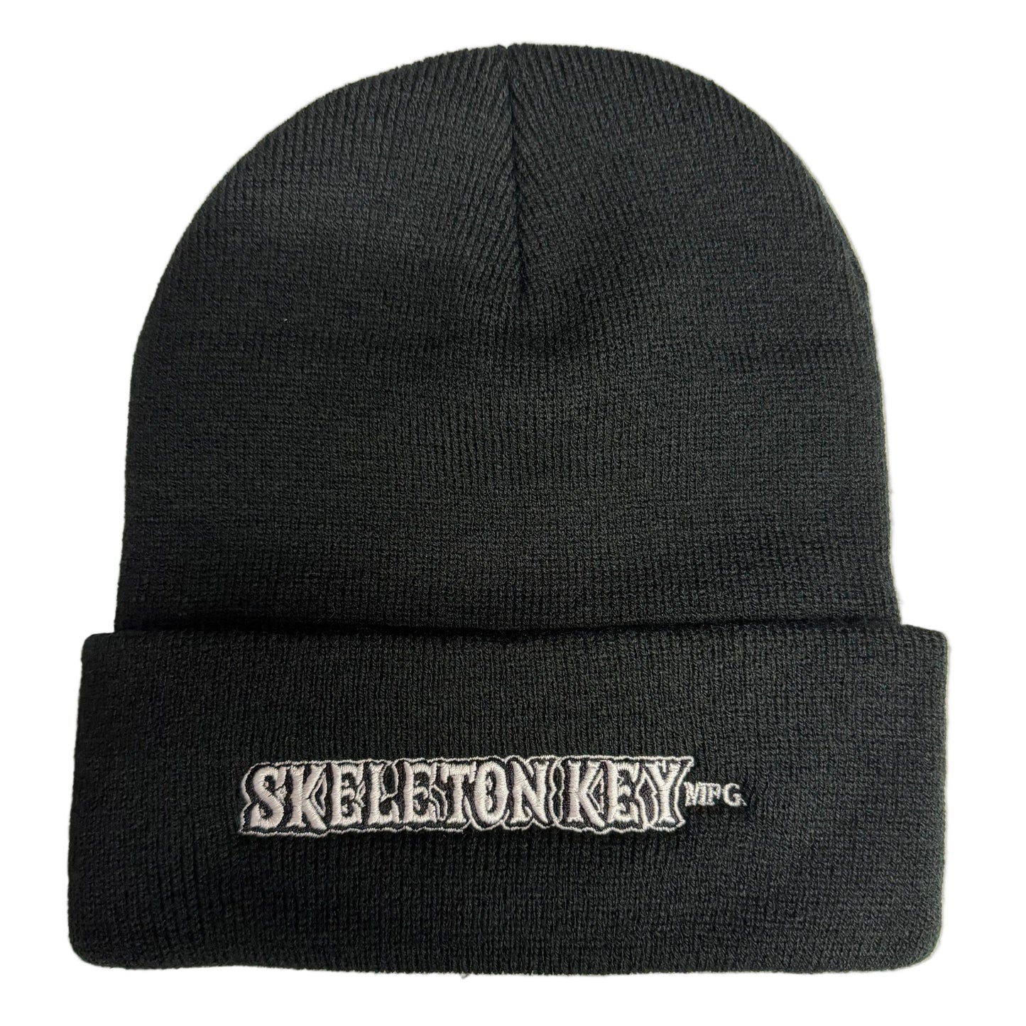 Skeleton Key Embroidered Heavyweight Cuff Beanie