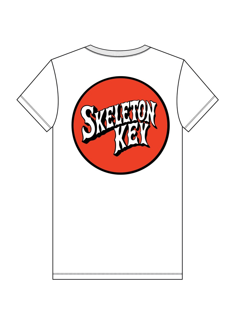 Skeleton Key Red/Black Dot White Tee