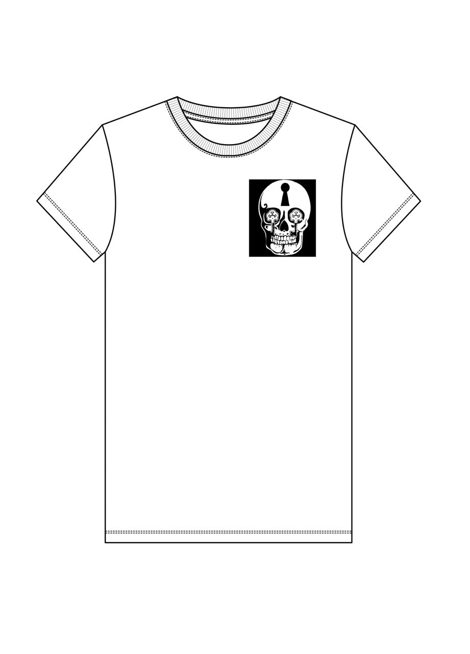 Skeleton Key Skull White Tee